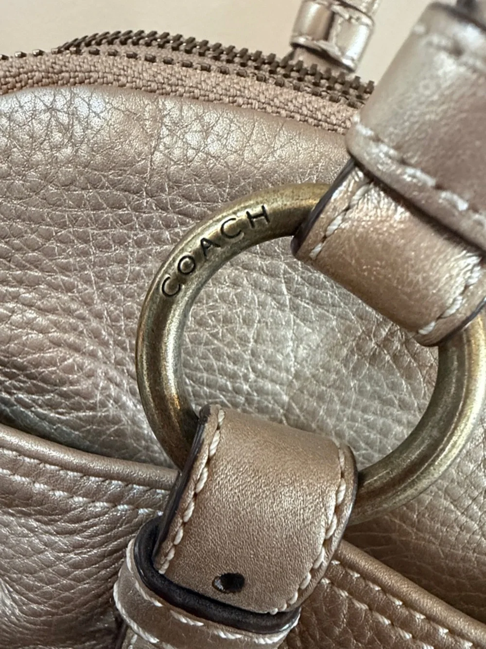 Coach Bonnie Metallic Pebble Leather Satchel - Picture 8 of 16